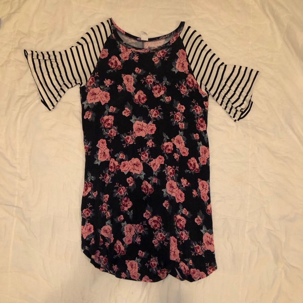 floral and stripe dress